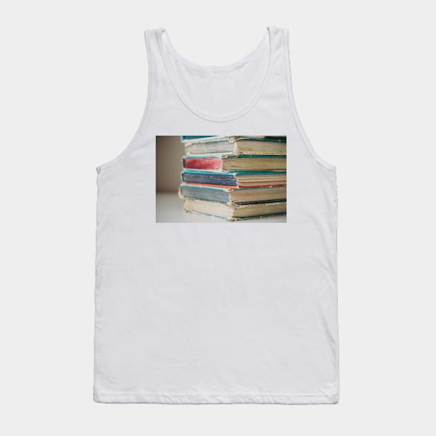 Colorful Vintage Hardcover Book Stack Tank Top by Amy-K-Mitchell